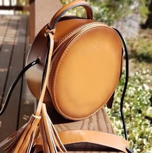 NWOT Faux Leather Round Brown Crossbody/Shlder bag